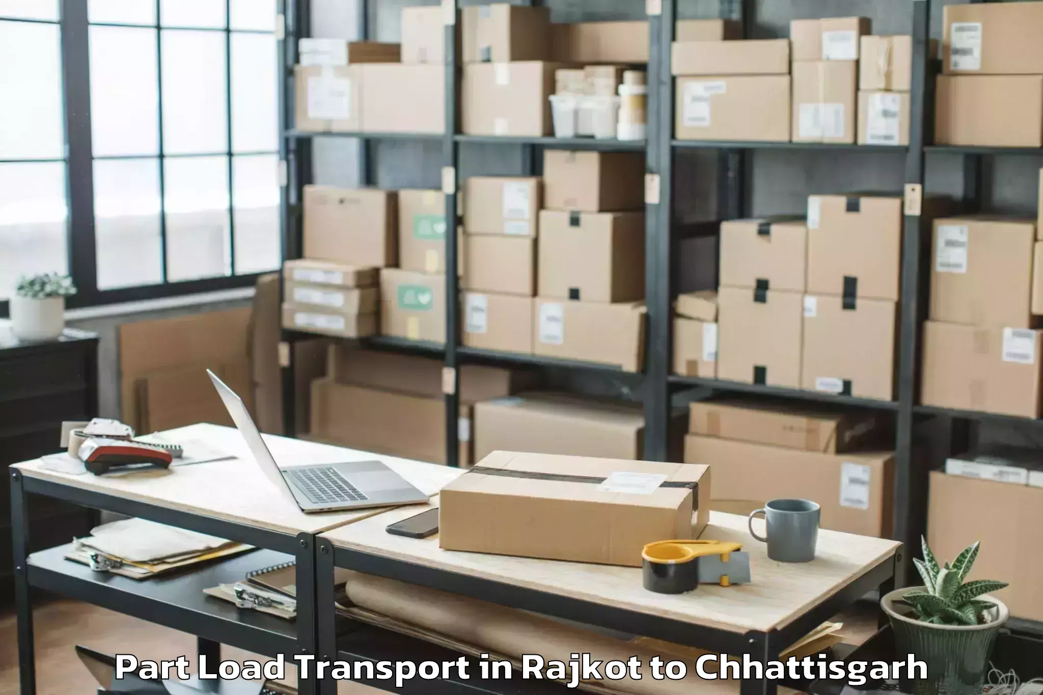 Professional Rajkot to Raipur Airport Rpr Part Load Transport